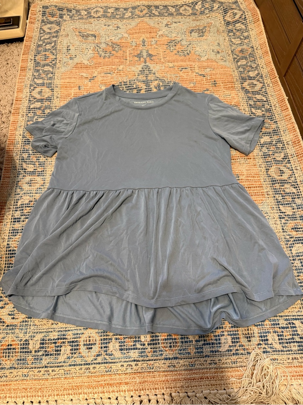 American Eagle Light Blue Peplum Tee